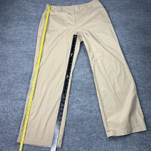 J Jill Pants Womens 14W Khaki Tan 100% Cotton Flat Front Adjustable Side Buttons - Picture 6 of 12